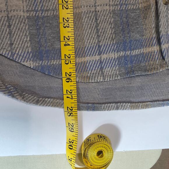 Casa Cabana Plaid Button Down Shacket Women Large Blue Beige Gray Soft Flannel - Picture 9 of 9